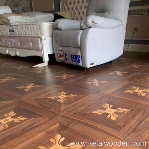 Black walnut solid wood parquet flooring indoor